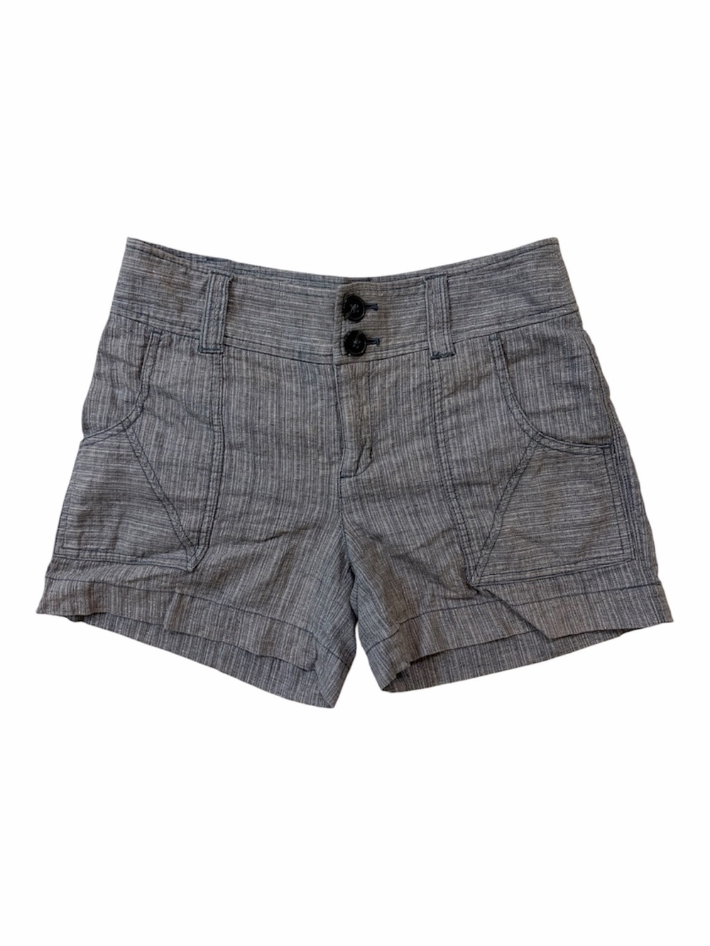 Daughters of the Liberation Linen Blend Gray and Silver Pinstriped Shorts